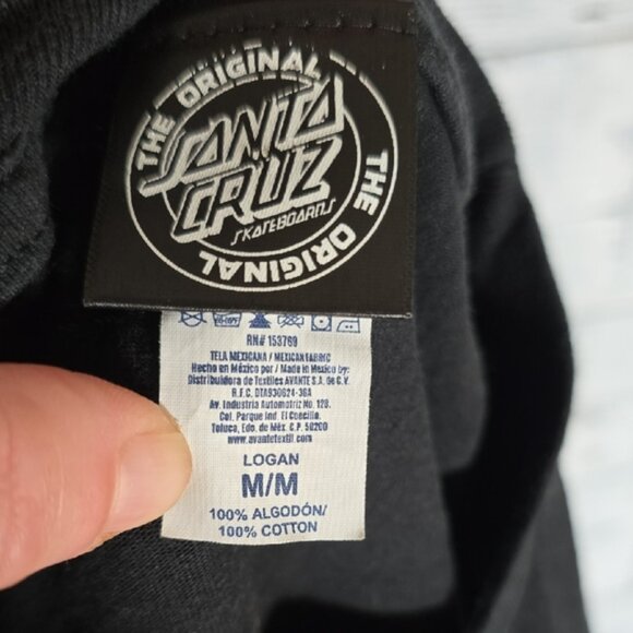 Santa Cruz Black Graphic Cutoff Tshirt Size Medium - Picture 3 of 7